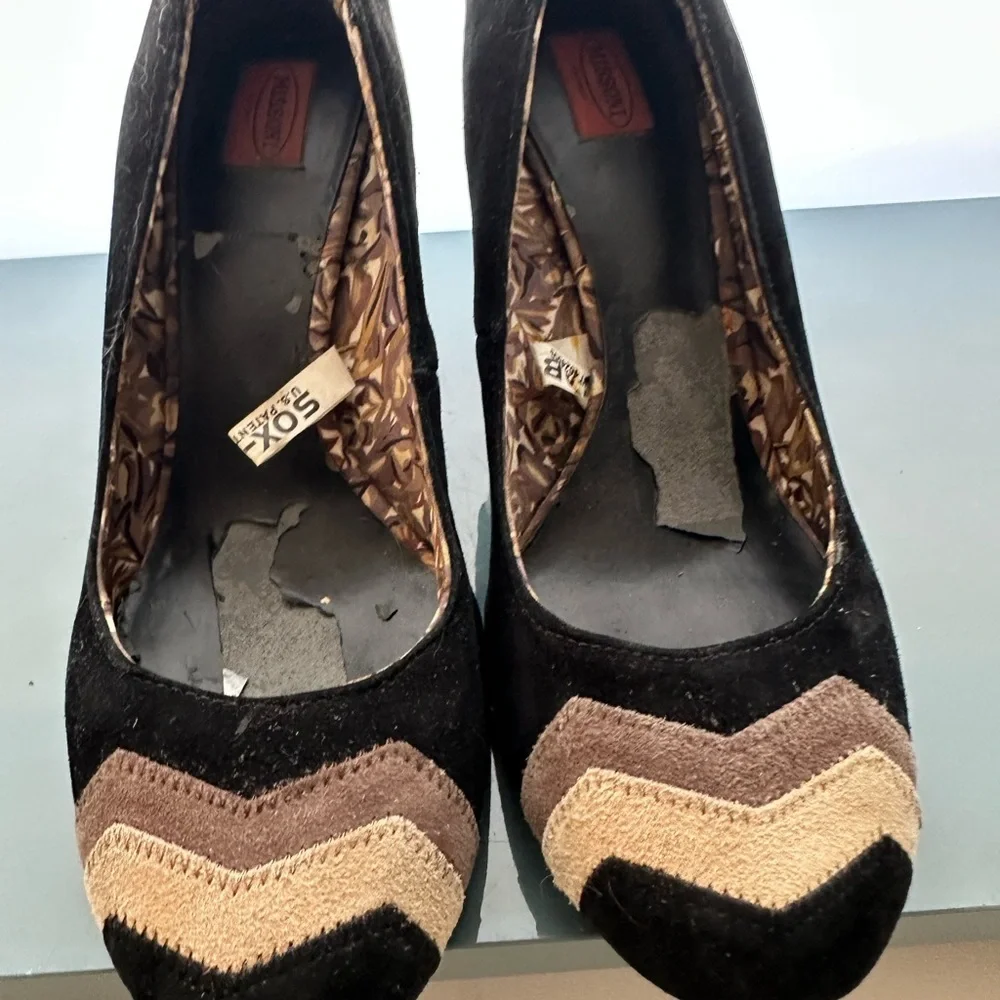 Missoni for Target Suede Heels Barkwood Chevron Zig Zag Pattern women